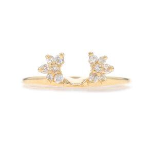 Yellow Gold Diamond Enhancer Band - 14k Round Brilliant .26ctw Floral Guard Ring